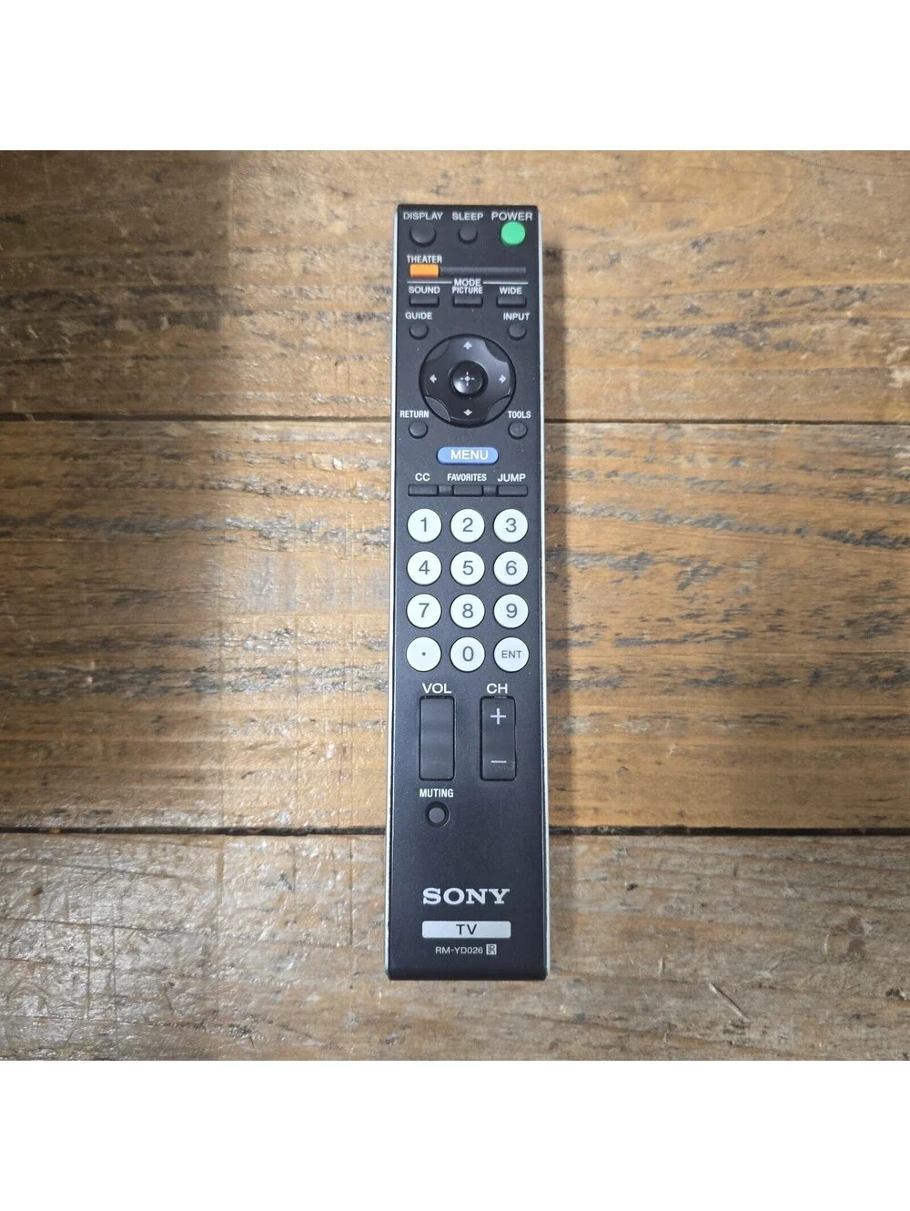 Sony RM-YD026 TV Remote Control (Cleaned, Tested Works) No Battery Cover